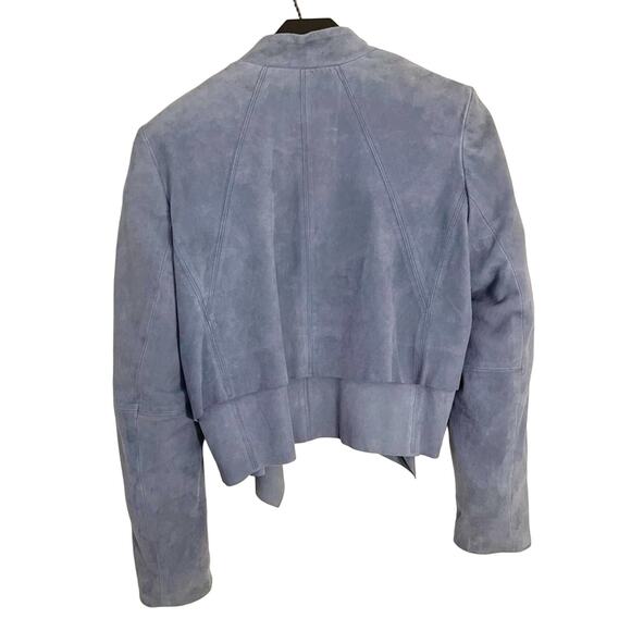 WHBM Soft Blue Drop-Front Suede Jacket Size Large Petite ❄️💙 - Picture 7 of 16